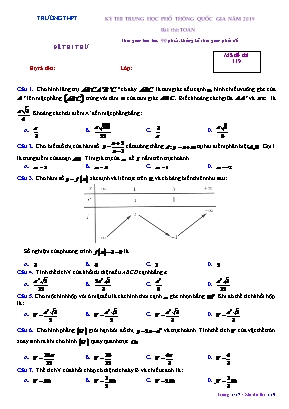 Đề thi thử Trung học Phổ thông Quốc gia môn Toán năm 2019 - Mã đề 119
